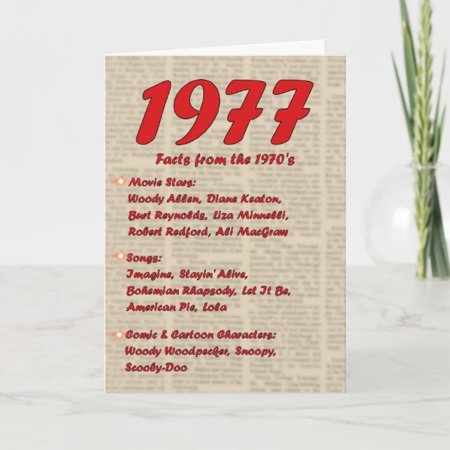 Alles Gute zum Geburtstag 1977 Geburtsjahr Karte (Vorderseite)