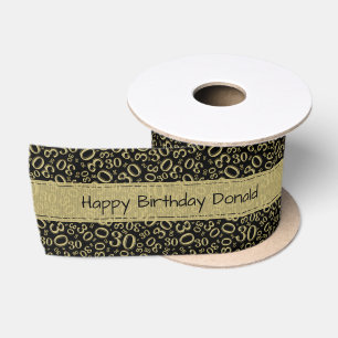 Alles Gute zum Geburtstag 30 Schwarz/Gold Zahlenmu Satinband