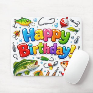 Alles Gute zum Geburtstag Angelköder und Haken Mousepad