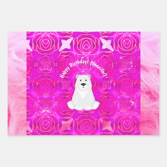 Alles Gute zum Geburtstag! Anpassbarer Name Geschenkpapier Set (Vorderseite)