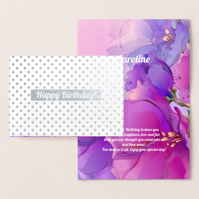 Alles Gute zum Geburtstag. Aquarellblume Luxus Folienkarte (Anzeige)