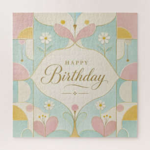 Alles Gute zum Geburtstag Art Deco Pastell Blumen