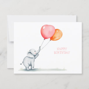Alles Gute zum Geburtstag. Baby-Elefant mit Luftba Postkarte