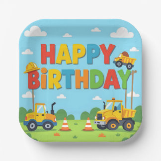 Alles Gute zum Geburtstag Baustellen-Erbauer-Thema Pappteller