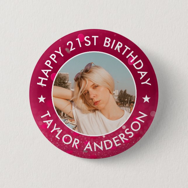 Alles Gute zum Geburtstag Benutzerdefiniertes Foto Button (Vorderseite)