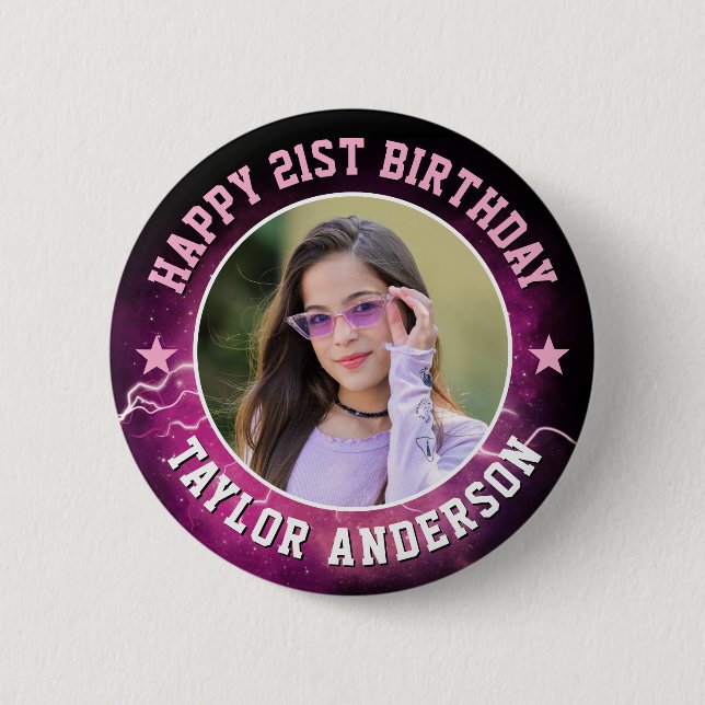 Alles Gute zum Geburtstag Benutzerdefiniertes Foto Button (Vorderseite)
