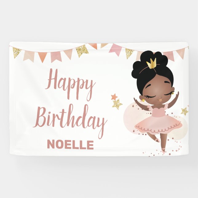 Alles Gute zum Geburtstag! Black Princess Ballerin Banner (Horizontal)