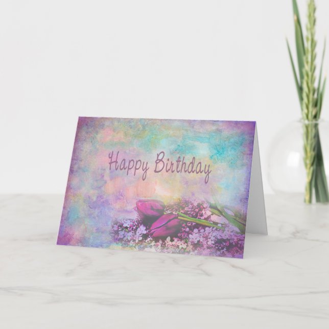 Alles Gute zum Geburtstag - Blumeneleganz Karte (Vorderseite)