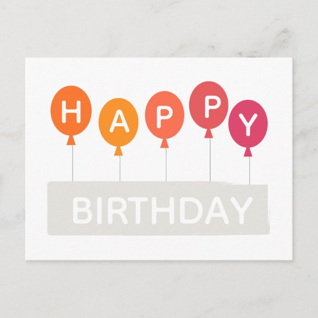 Alles Gute zum Geburtstag, bunte Ballons Postkarte (Vorderseite)