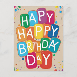 ALLES GUTE ZUM GEBURTSTAG Bunte Blasenbuchstaben I Postkarte