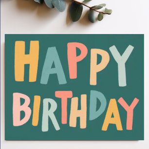 ALLES GUTE ZUM GEBURTSTAG Bunte Pastell-Handletter Postkarte