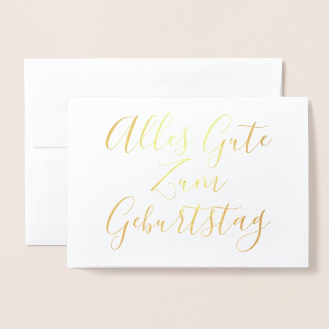 Alles Gute zum Geburtstag Calligrafie Folienkarte (Vorderseite mit Umschlag)