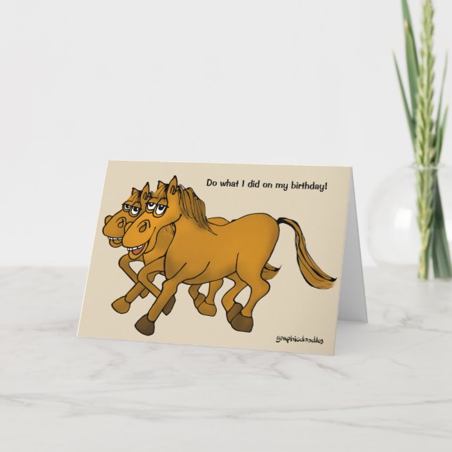 Alles Gute zum Geburtstag Cartoon Pferd. Karte (Vorderseite)