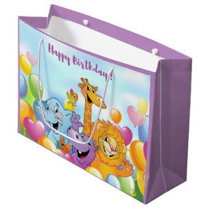 Alles Gute zum Geburtstag Cartoon Tiere und Balloo Große Geschenktüte