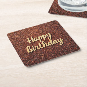 Alles Gute zum Geburtstag Chic Erdtöne Funkeln Gli Rechteckiger Pappuntersetzer