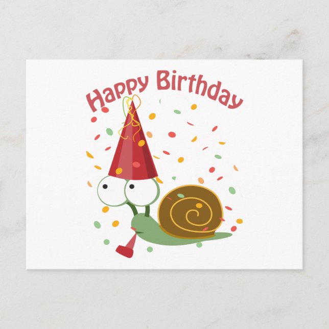 Alles Gute zum Geburtstag! Confetti Snail Postkarte (Vorderseite)