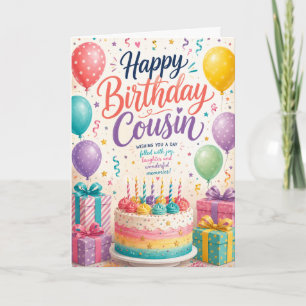 Alles Gute zum Geburtstag Cousin Farbige Feier Karte