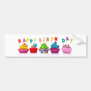 Alles Gute zum Geburtstag Cupcakes - Aufkleber Autoaufkleber