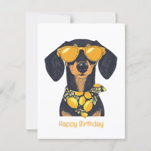Alles Gute zum Geburtstag Dachshund Hund Sonnenbri Postkarte