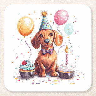 Alles Gute zum Geburtstag Dachshund  Rechteckiger Pappuntersetzer
