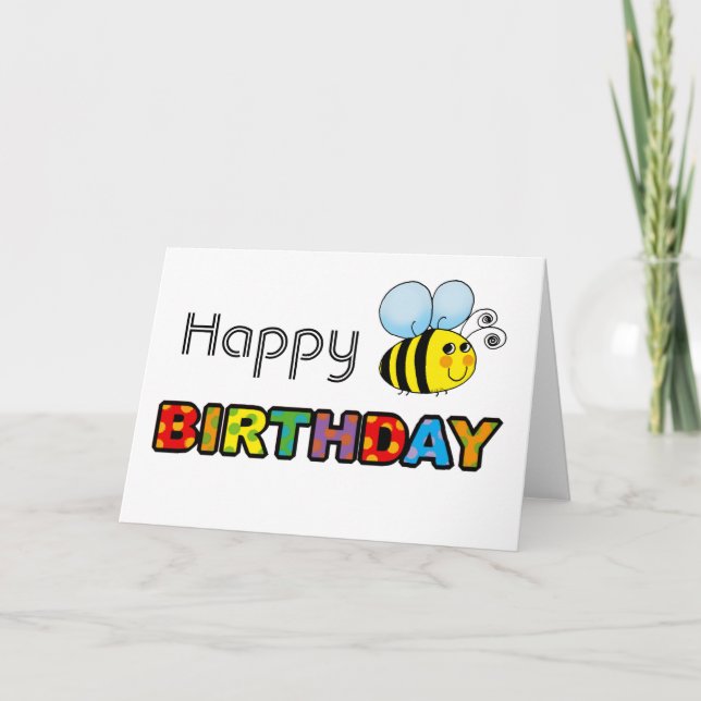 Alles Gute zum Geburtstag der Hummelbiene Karte (Vorderseite)
