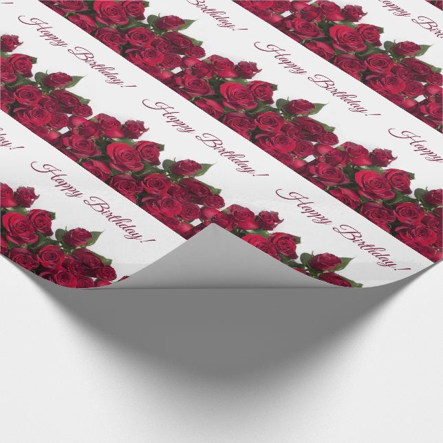 Alles Gute zum Geburtstag der Roten Rosen Geschenkpapier (Ecke)