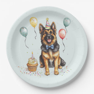 Alles Gute zum Geburtstag Deutscher Schäferhund Pappteller