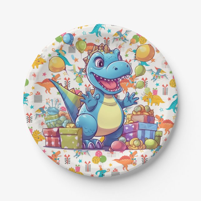 Alles Gute zum Geburtstag Dinosaurier  Pappteller (Vorderseite)