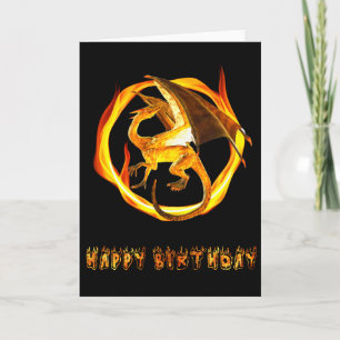 Alles Gute zum Geburtstag Drachen Feuer Karte