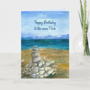Alles Gute zum Geburtstag Ehemann Lake Zen Felsen Karte