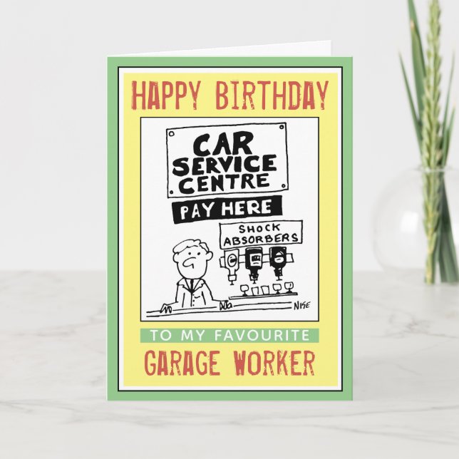 Alles Gute zum Geburtstag eines Garage-Mitarbeiter Karte (Vorderseite)