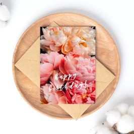 Alles Gute zum Geburtstag! Elegante Pink- und Peac Postkarte