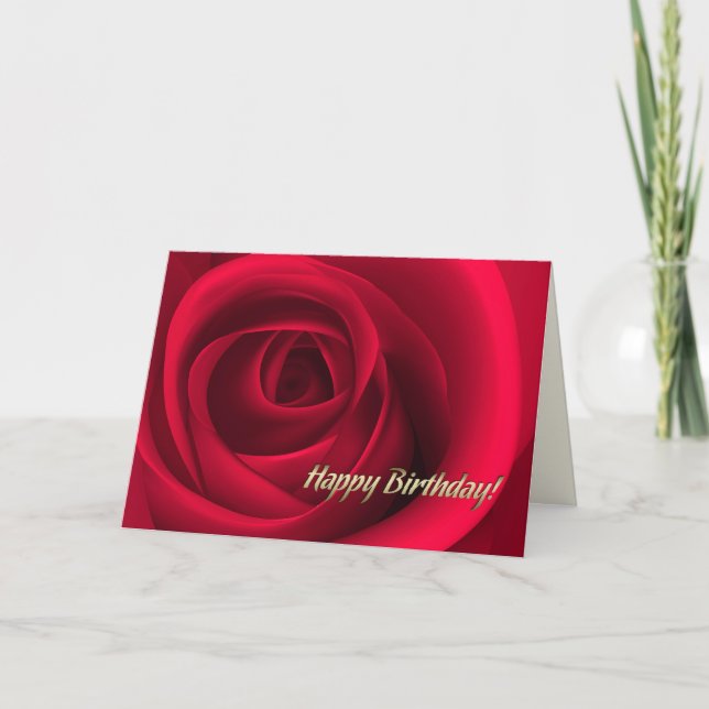 Alles Gute zum Geburtstag. Elegante Rote Rose Karte (Vorderseite)