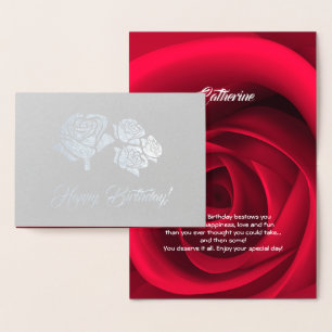 Alles Gute zum Geburtstag. Elegante Rote Rose Luxu Folienkarte