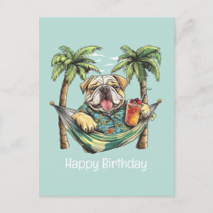 Alles Gute zum Geburtstag Englische Bulldogge auf Postkarte