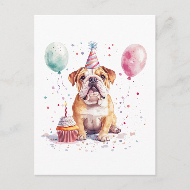 Alles Gute zum Geburtstag Englische Bulldogge Postkarte (Vorderseite)