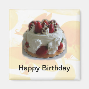 Alles Gute zum Geburtstag Erdbeere, Schokoladenkuc Magnet