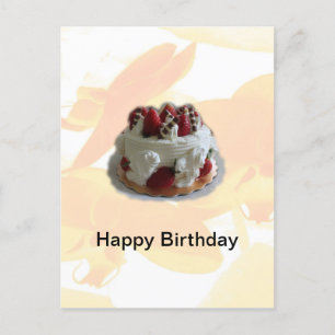 Alles Gute zum Geburtstag Erdbeere, Schokoladenkuc Postkarte