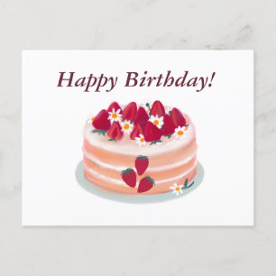 Alles Gute zum Geburtstag Erdbeeren Obstkuchen und Postkarte