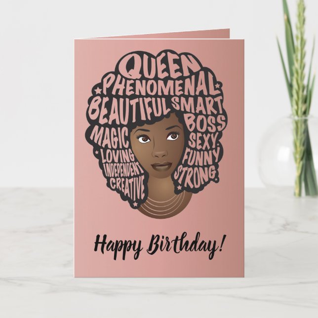 Alles Gute zum Geburtstag, Ermutigung schwarzer Fr Karte (Vorderseite)