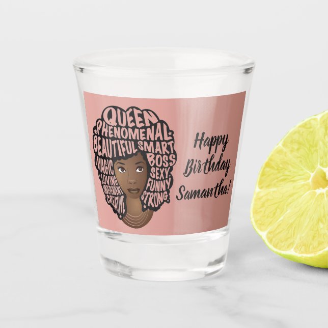 Alles Gute zum Geburtstag, Ermutigung schwarzer Fr Schnapsglas (Vorderseite)