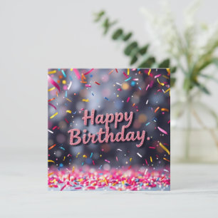Alles Gute zum Geburtstag, farbenfrohe Confetti & Karte