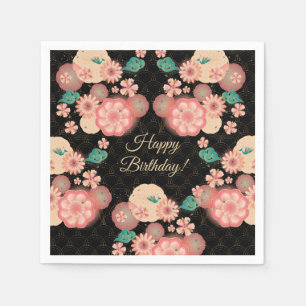Alles Gute zum Geburtstag - Frühlingspfirsich Blum Serviette