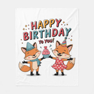 Alles Gute zum Geburtstag Füchse Fleecedecke