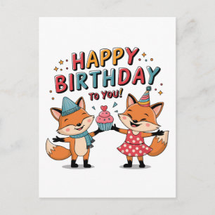 Alles Gute zum Geburtstag Füchse Postkarte