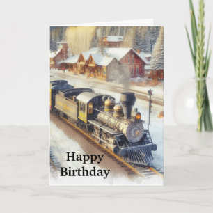 Alles Gute zum Geburtstag für Männer Vintage Zug i Karte