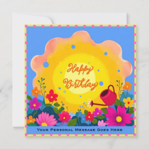 Alles Gute zum Geburtstag Gartenkarte mit strahlen Karte