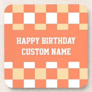 Alles Gute zum Geburtstag, gelber Gingham Getränkeuntersetzer