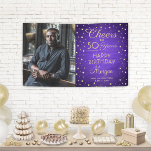 ALLES GUTE ZUM GEBURTSTAG Gepinselt Lila & Gold 1 Banner