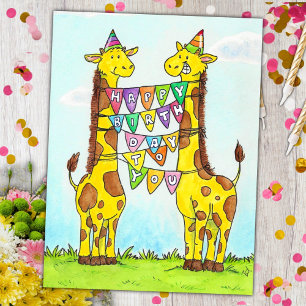 Alles Gute zum Geburtstag Giraffen Postkarte